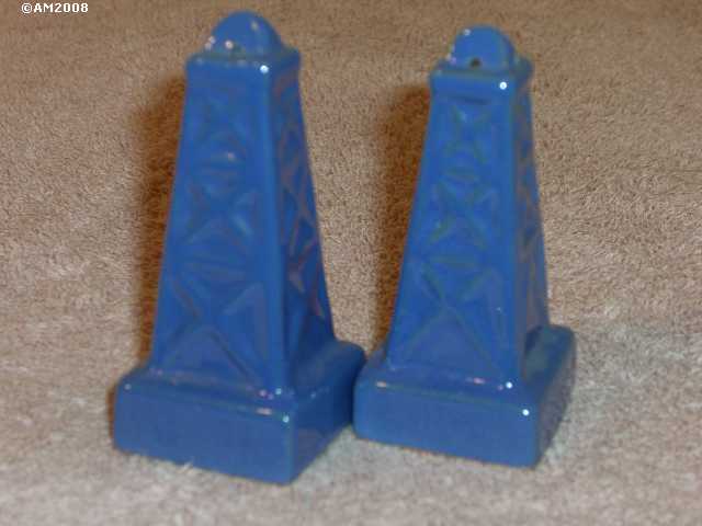 Oil Derrick shakers glazed royal blue